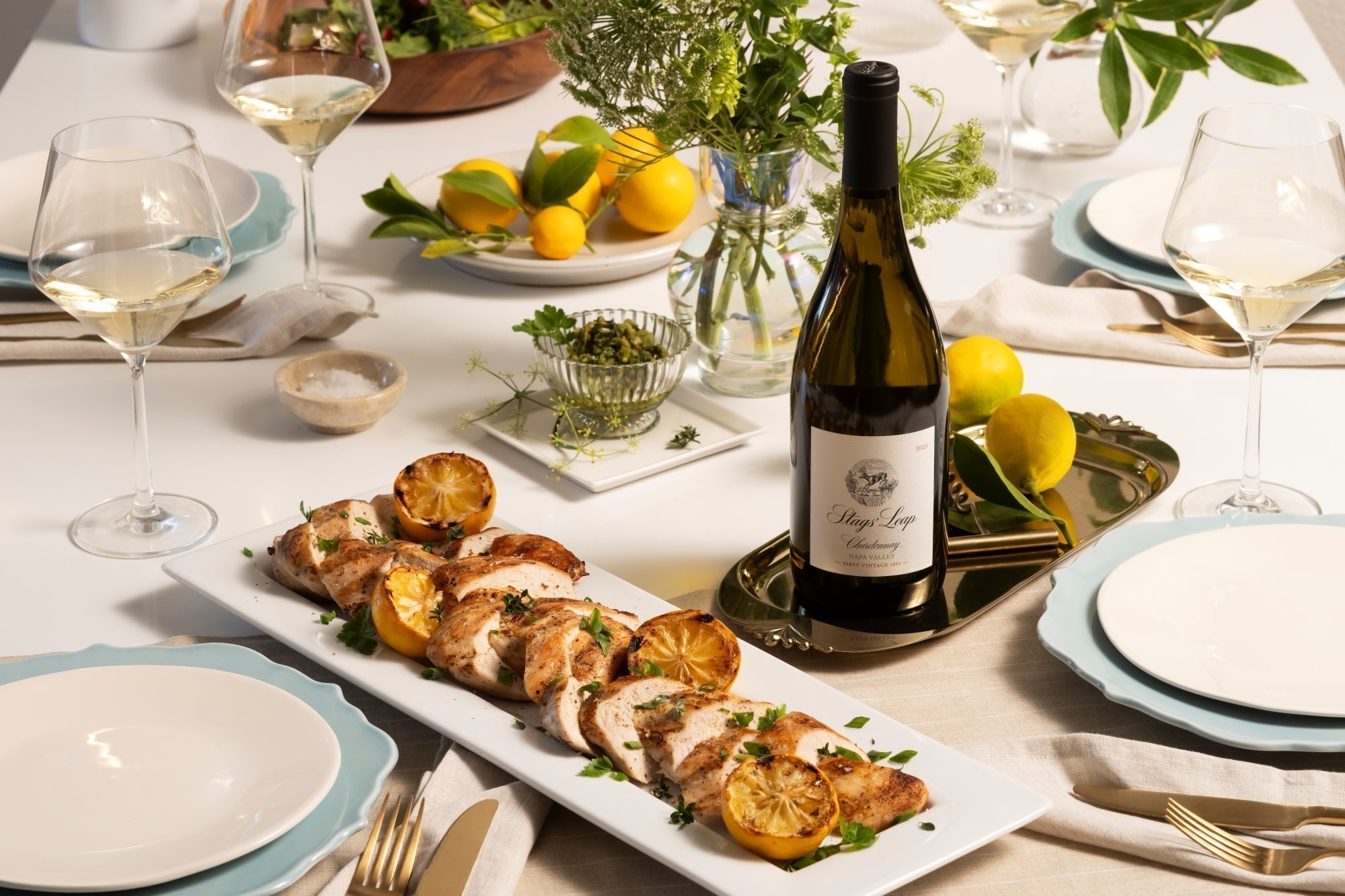 Lemon Herb Grilled Chicken with Napa Valley Chardonnay  Stags' Leap Winery