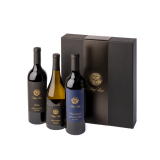 Three bottles of Stags' Leap wines and a black gift box