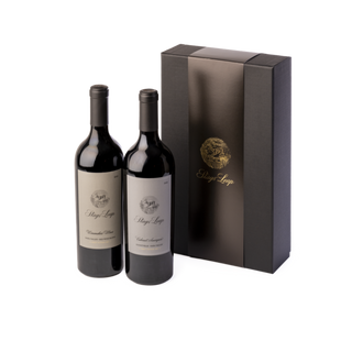 Two bottles of Stags' Leap wines and a black gift box