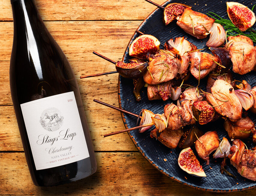 Glazed Chicken and Fig Skewers paired with Napa Valley Chardonnay