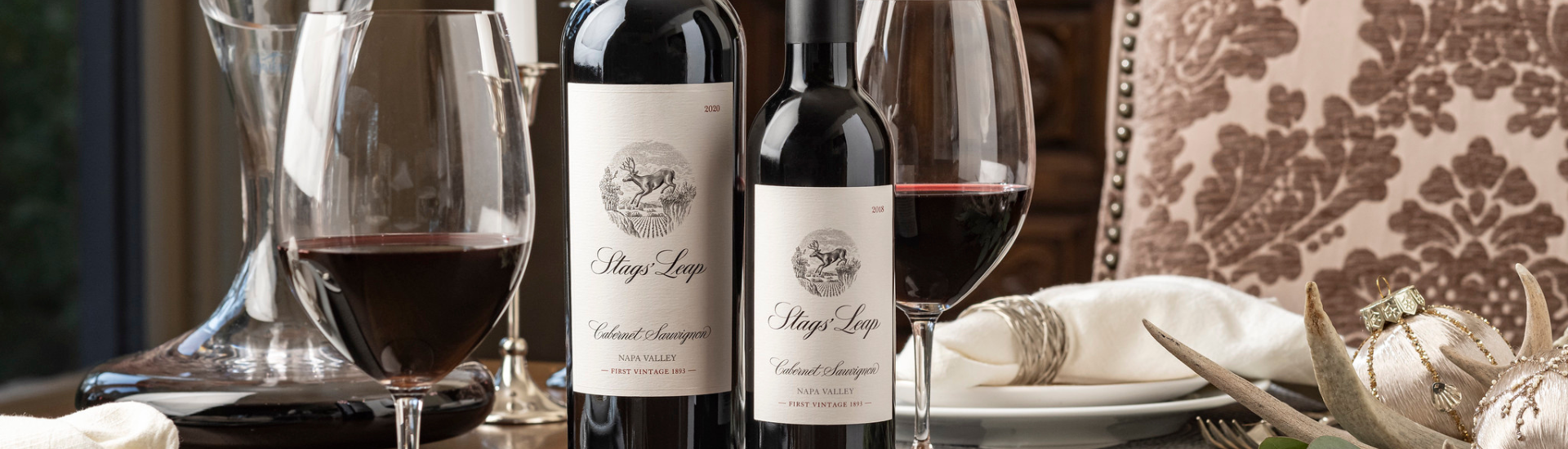 Stags' Leap wines on a holiday table