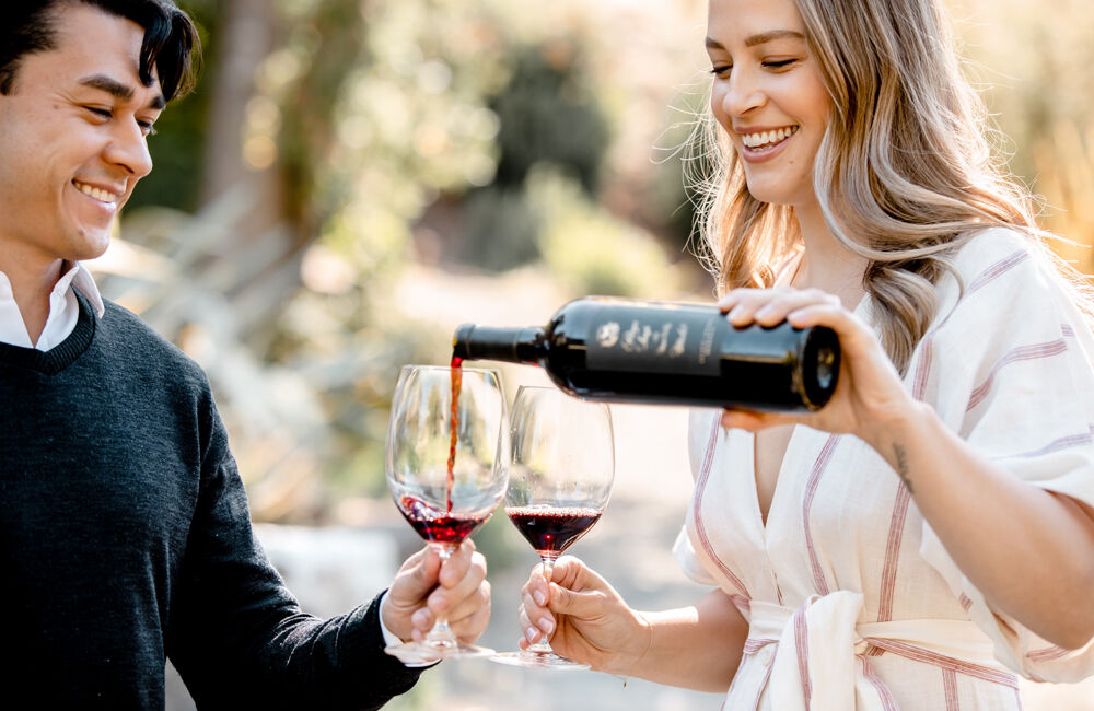 couple enjoying stags' leap wine