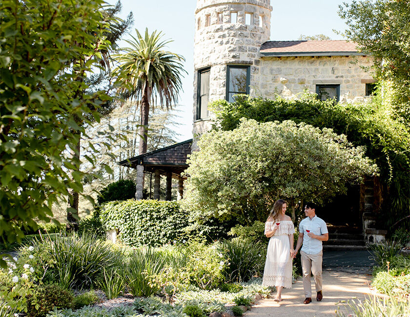 Guests sipping wine on Estate Tour 