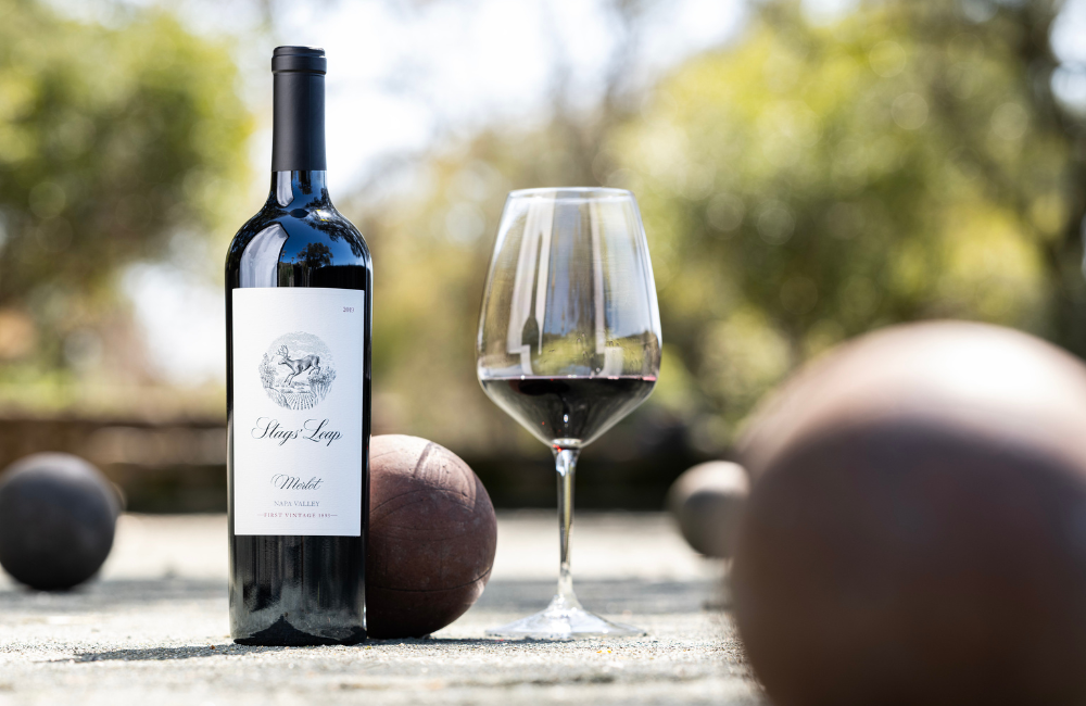 Stags' Leap Merlot on bocce ball court