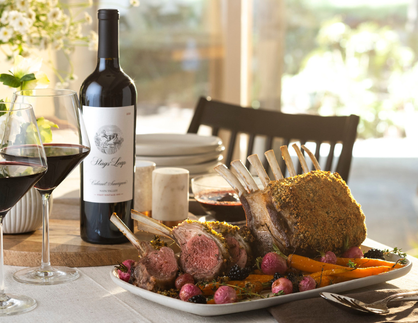 Herb-crusted rack of lamb and cabernet sauvignon