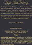 Stags' Leap Winery Fortified Petite Sirah 375 ml Back Label, image 3