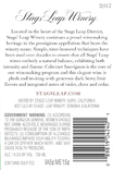 2017 Stags' Leap Cabernet Back Label, image 3